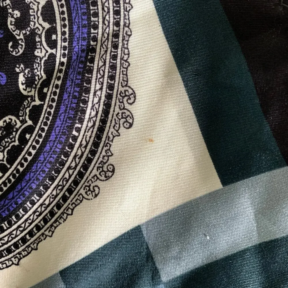 ETRO Black Blue Paisley Silk Pocket Square